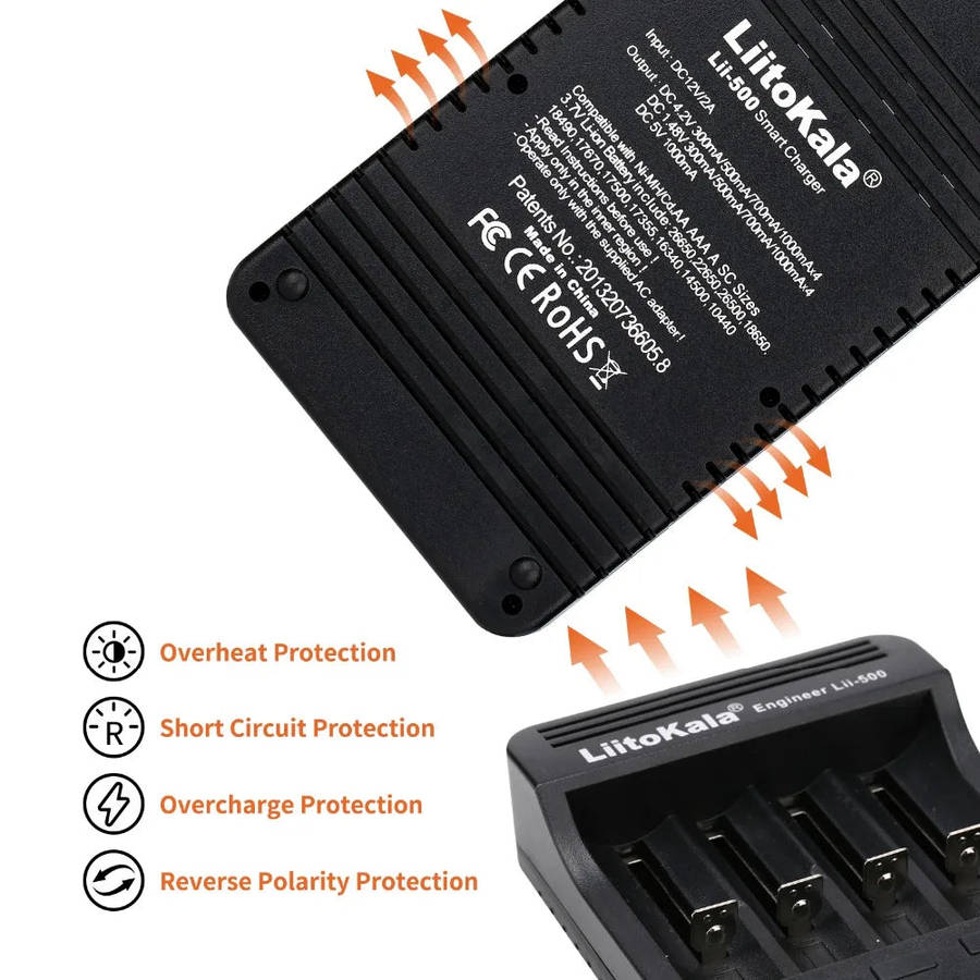 LiitoKala lii-500 LCD 3.7V 1.2V 18650/26650/16340/14500/10440/18500 Lithium Battery Charger