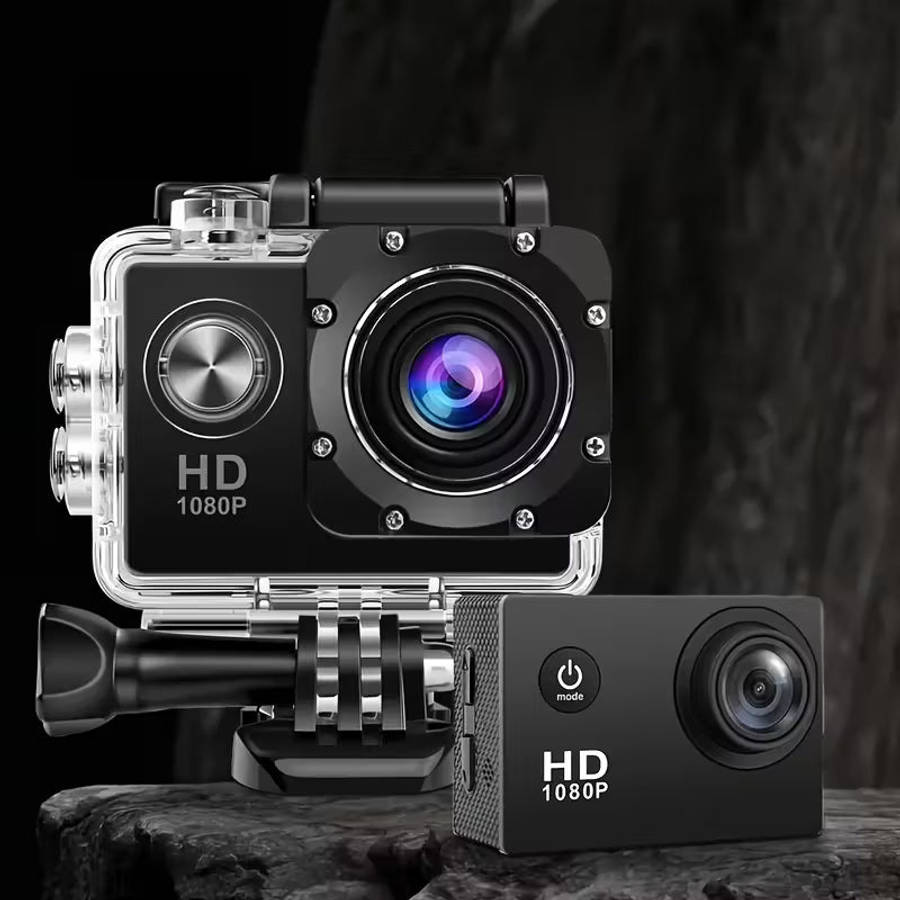1080P HD Action Camera with 140° Wide Angle, 5.08cm LCD Display - Ultra HD Shooting