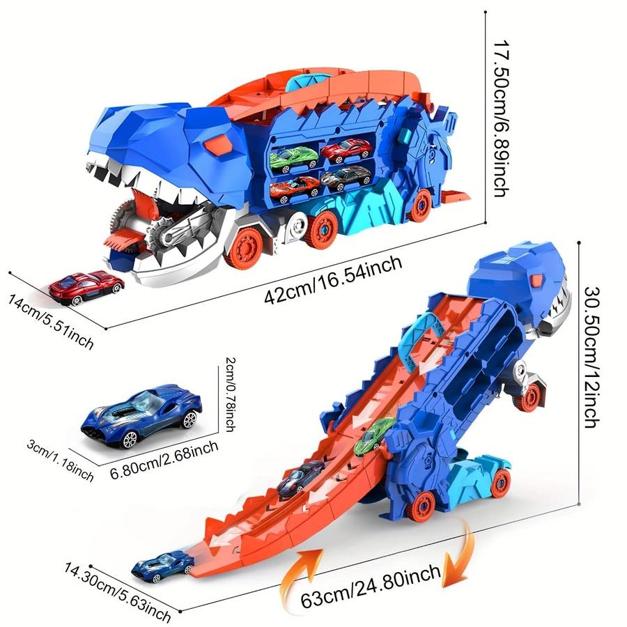 25-Inch Foldable Track, Transformable Tyrannosaurus Truck