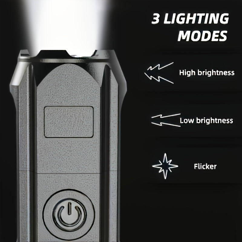 2pcs Handheld Rechargeable LED Flashlights, with Zoom, Supporting 3 Lighting Modes