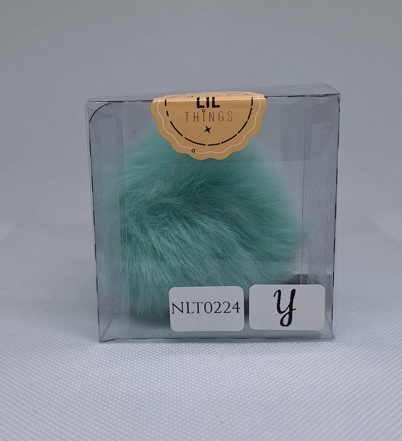 Custom Resin Letter Keychain With a Turquoise Pom Pom - Y