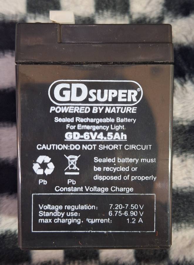 GD-6V 4.5AH Solar Gel Battery - 73x49x110mm