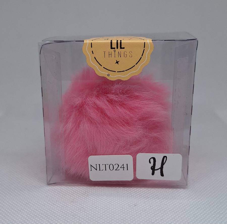 Custom Resin Letter Keychain With a Pink Pom Pom - H