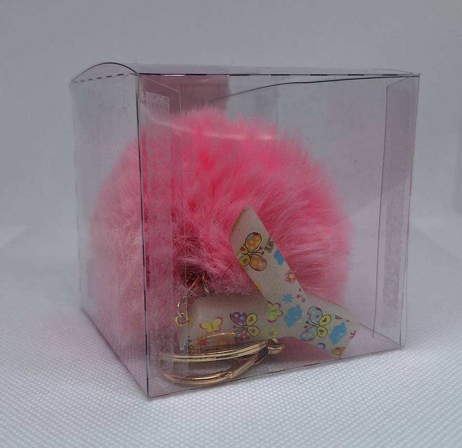 Custom Resin Letter Keychain With a Pink Pom Pom - Y