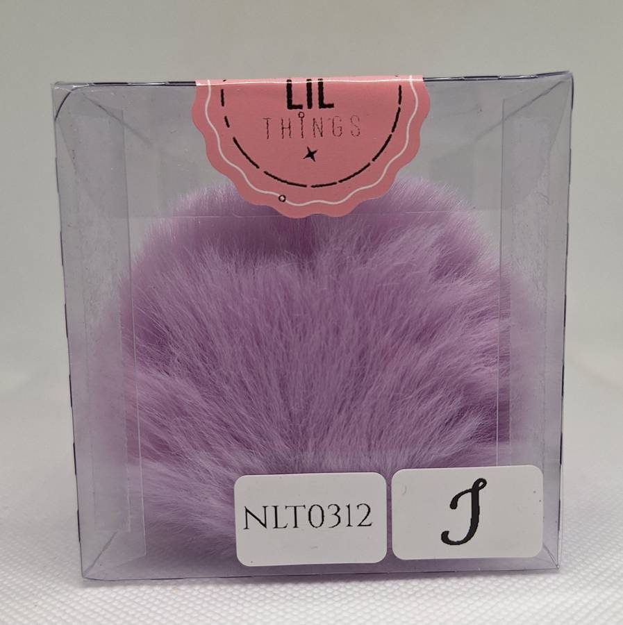 Custom Resin Letter Keychain With a Purple Pom Pom - I