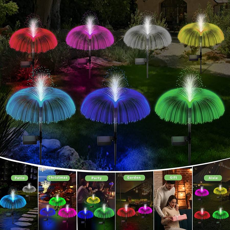 Solar Powered Jellyfish Fountain Lights, 7-Color Changing - 2 PCS Set for Outdoor Water Features ...