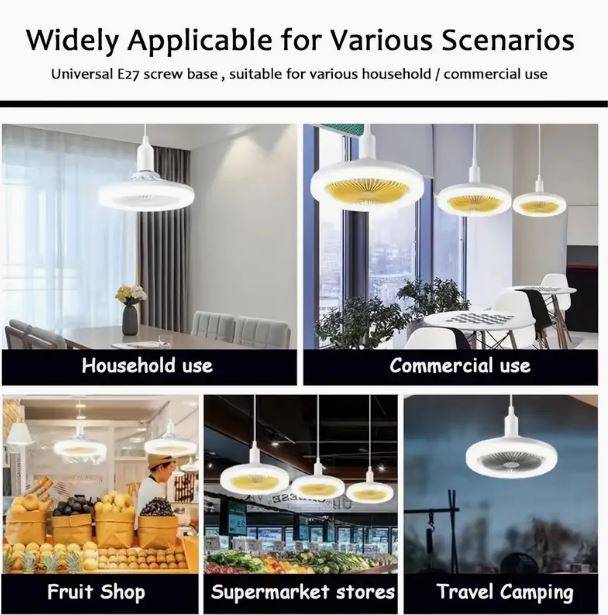 9.25-inch E27 Screw Fitting Ceiling Mounted Fan Light with Remote, Dimmable Suitable for Various ...