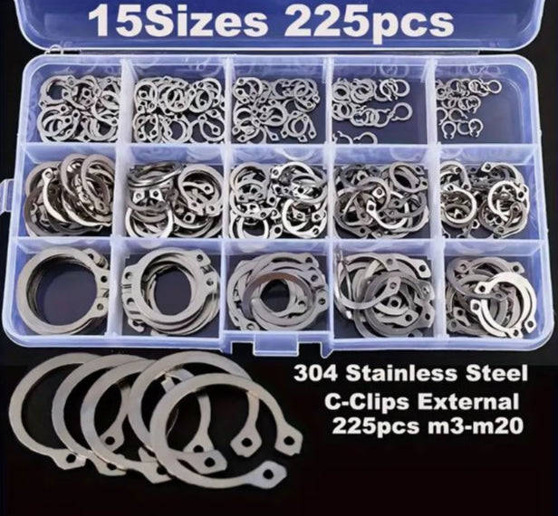225pcs C-Clips External Fixing Ring Kit