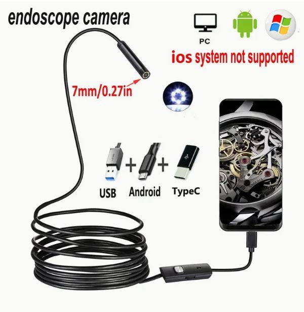1 Meter x 7mm Lens Soft Cable  High Definition Endoscope, Android Mobile Phone Camera