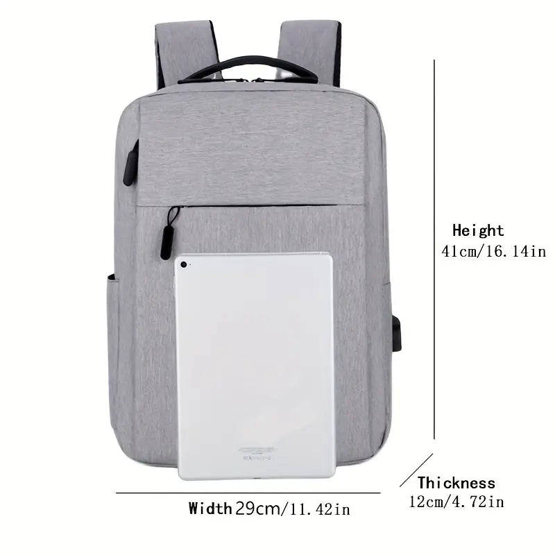 1pc Grey Laptop Bag - Lightweight, Versatile Business Backpack with Adjustable Strap