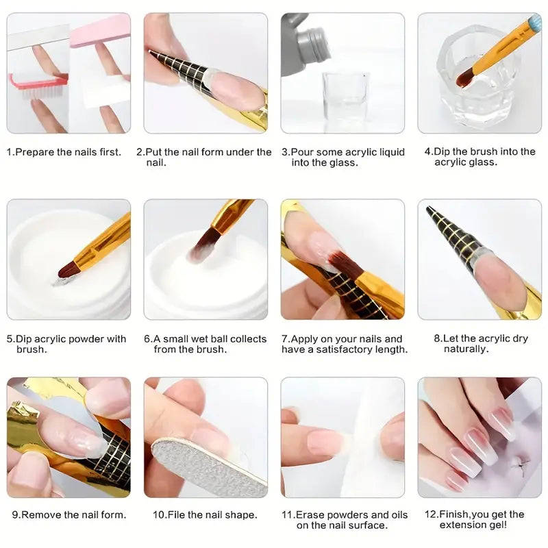 Acrylic Nail Kit For Beginners With Glitter Acrylic Powders
