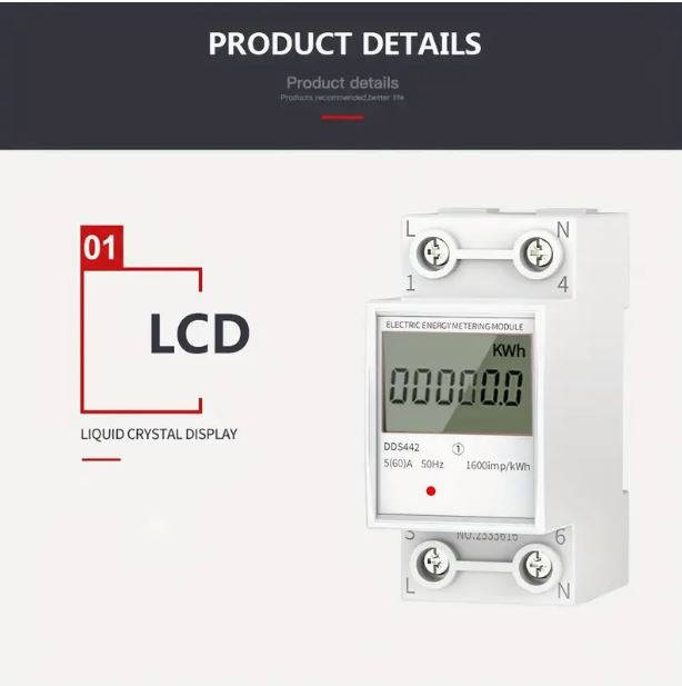 220V AC 5-60Amp Single-Phase Mini Electricity Meter