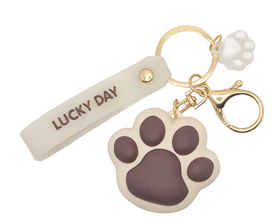Large Cute Squishy Cat Paw Keyring - Kawaii Accessory - Brown