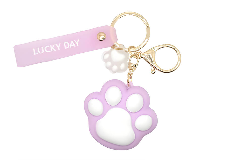 Large Cute Squishy Cat Paw Keyring - Kawaii Accessory - Purple