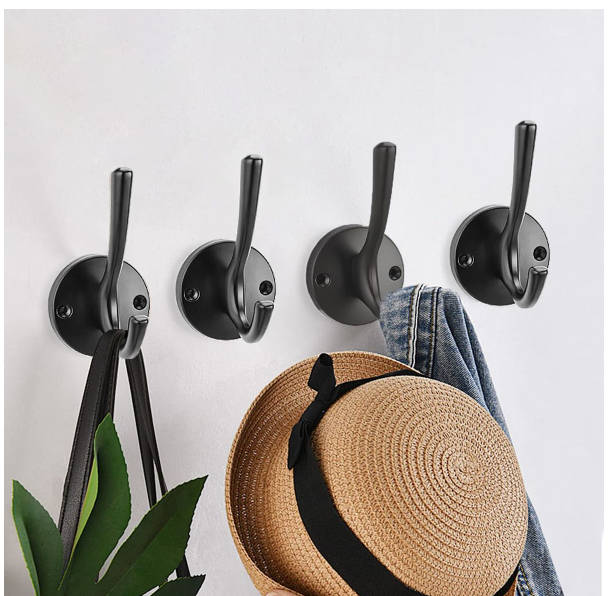 Stainless steel Round Coat & Hat Rack Set - Black