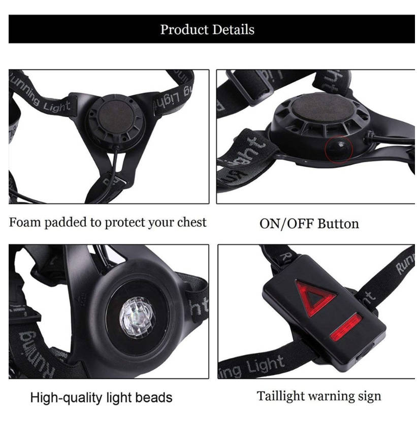 Outdoor Night Running Safety LED Chest Light & Back Warning Light