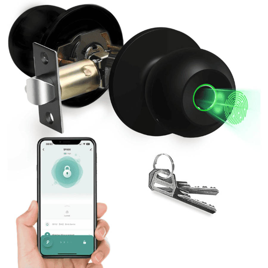Fingerprint Smart Door Knob - Tuya Black