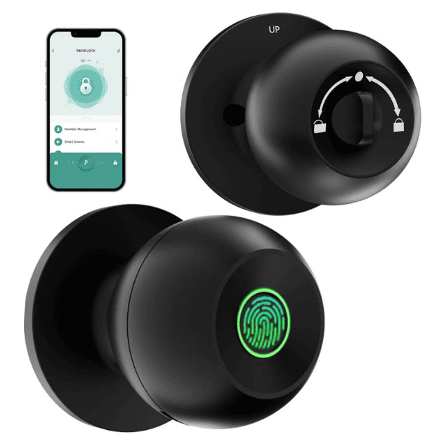 Fingerprint Smart Door Knob - Tuya Black
