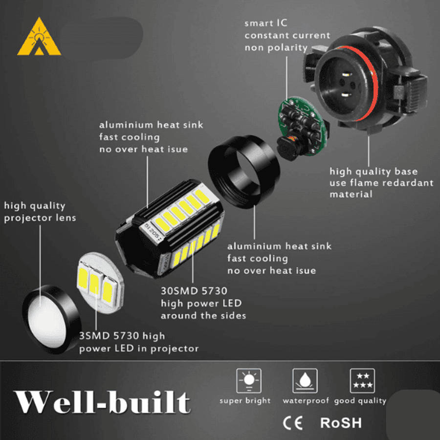 PSX24W LED Spot Light Bulbs - Set of 2 - Yellow