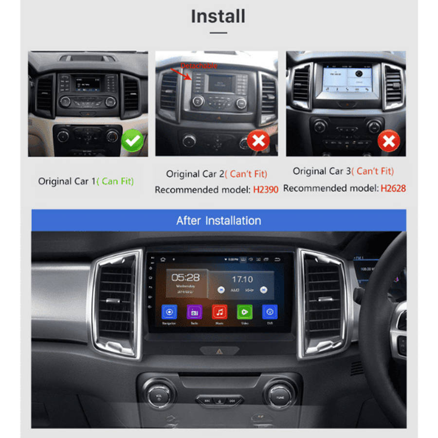 Ford Ranger Everest T7  (2016-2019) 9" Full Touch GPS Android Navigation CARPLAY Android auto