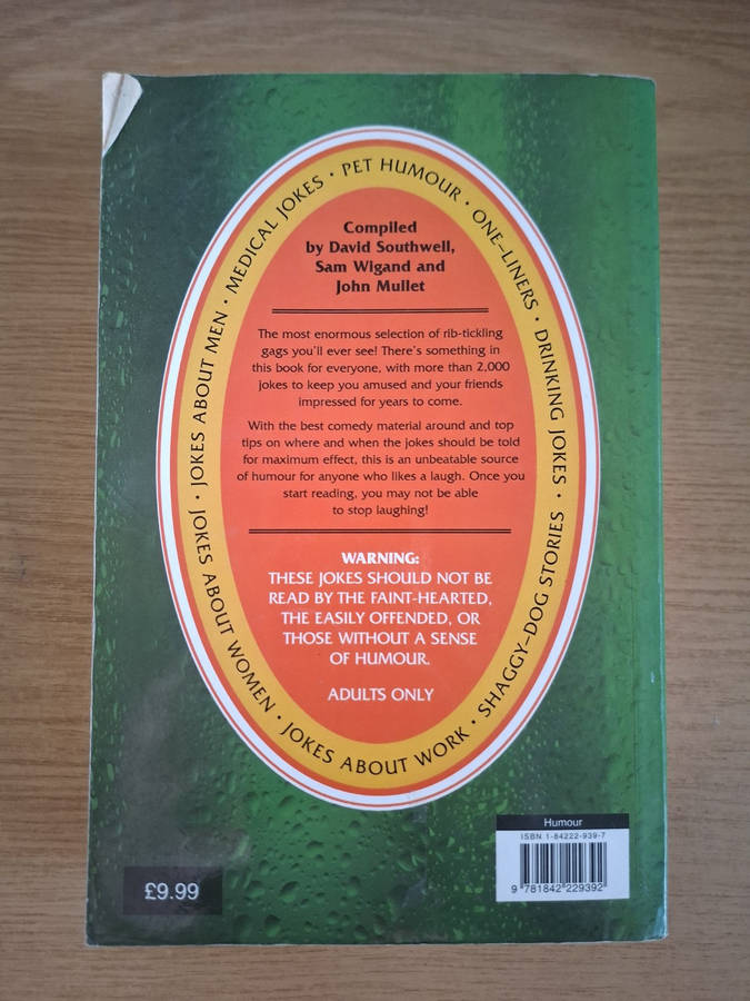 The Biggest Pub Joke Book 2  David Southwell (Second Hand Book)