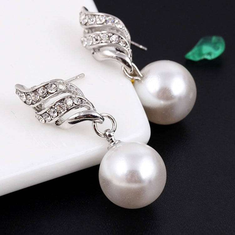 Set Jewelry (1 Pair Earrings and 1 PCS Necklace Included) Chic  Pearl and Rhinestone Pendant Neck...
