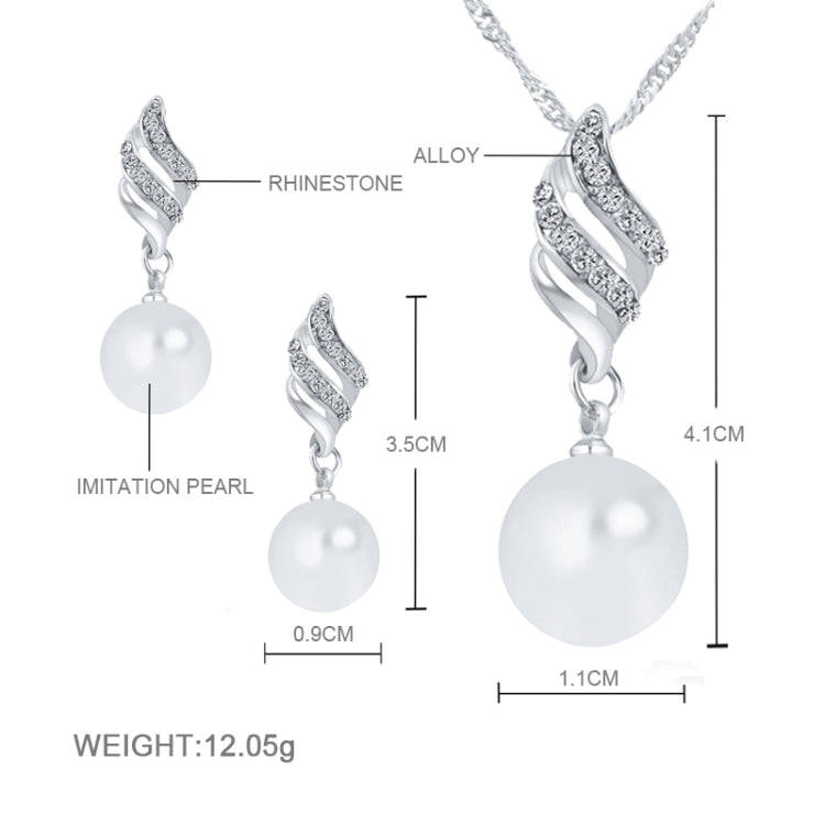 Set Jewelry (1 Pair Earrings and 1 PCS Necklace Included) Chic  Pearl and Rhinestone Pendant Neck...