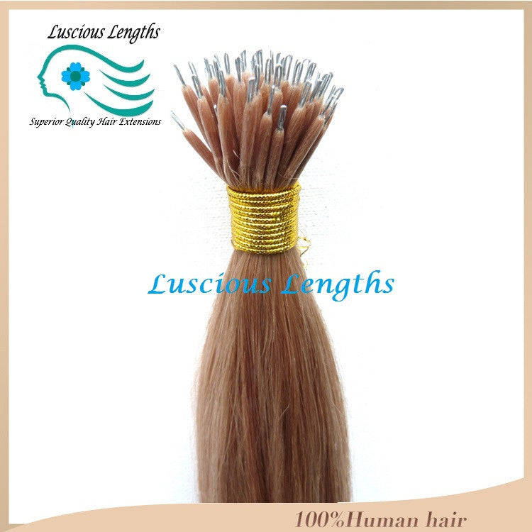 Hair extensions - Nano ring, 6A grade 100% Human Remy straight hair light colours - 16' / Straight