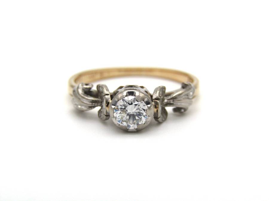 Mid-century, 18K gold diamond engagement ring, South African, 1958