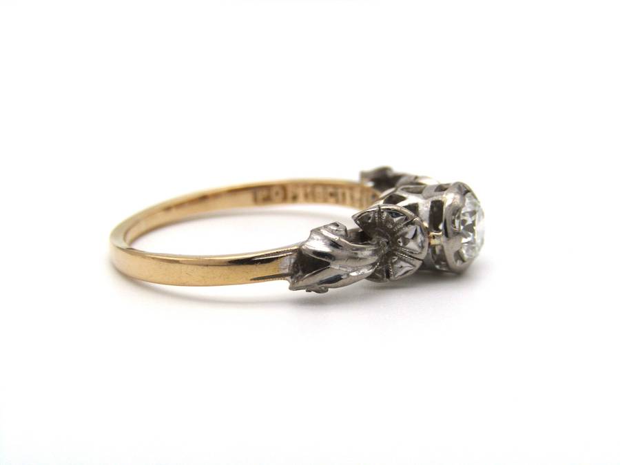 Mid-century, 18K gold diamond engagement ring, South African, 1958
