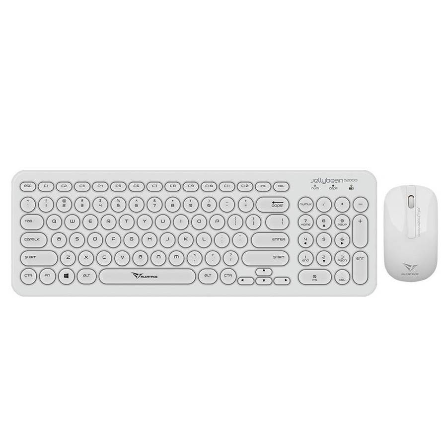 Alcatroz A2000 Jellybean Wireless Keyboard and Mouse Combo - White