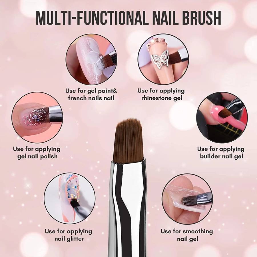 Gel Nail Brush with spatula, Dual-Ended Nail Art Brush, 2 IN 1 design Gel Brushes for Nails and S...