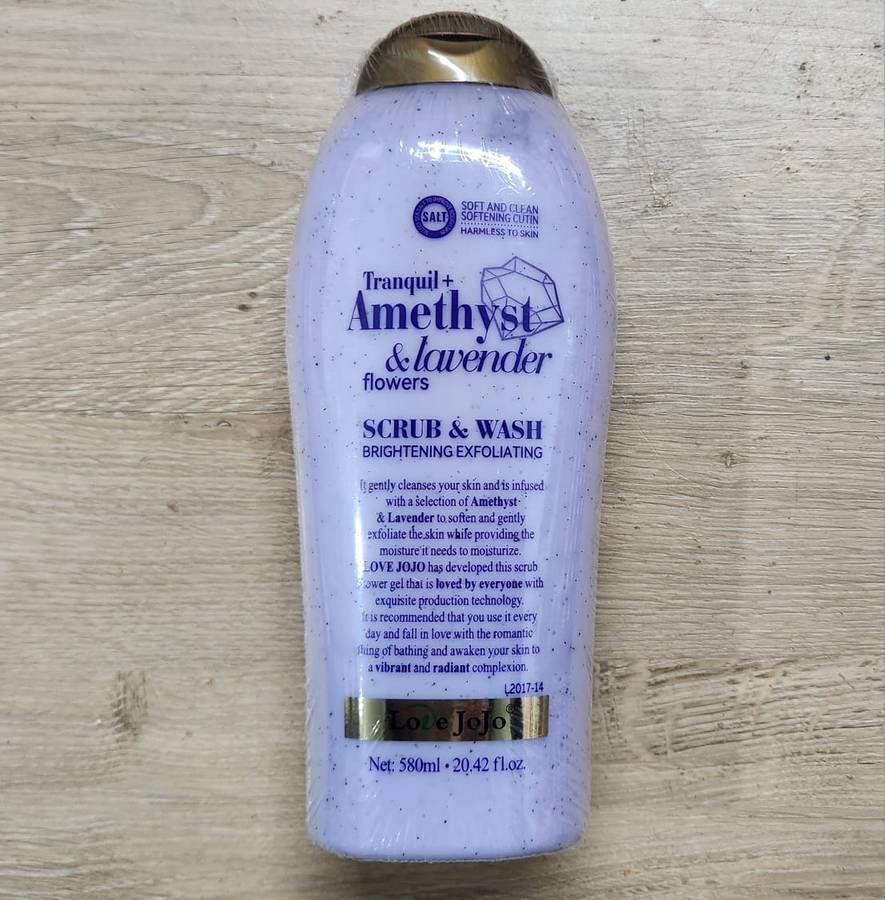 SCRUB & WASH BRINGTENING EXFOLIATING 580ml Love JoJo Tranquil + Amethyst & Lavender flowers L2017-14