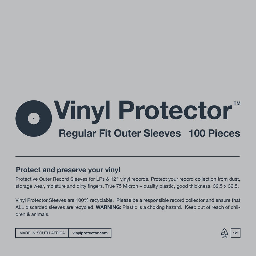 Vinyl Protector  12 Plastic Outer Record Sleeves  REGULAR FIT (100)