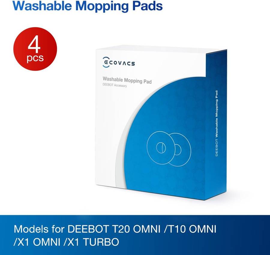 DEEBOT X2 OMNI / X2 COMBO / T20/T20e OMNI / X1/X1e OMNI / T10 TURBO Mopping Kit - 4 Rotating Pads...
