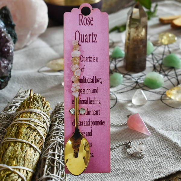Golden Altar Spoon with Rose Quartz