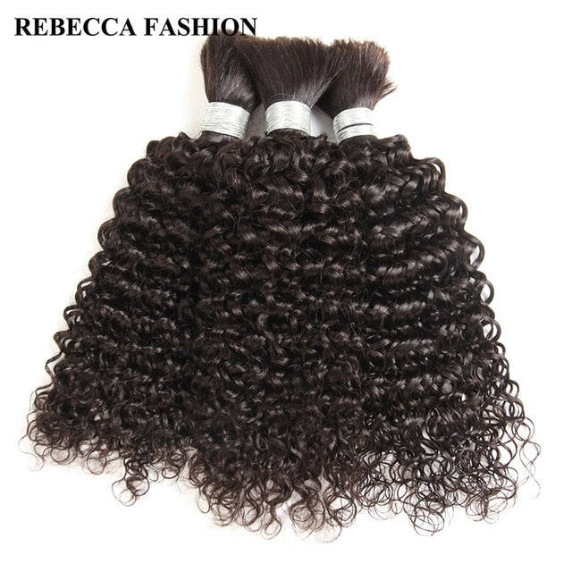 Rebecca Brazilian Remy Curly Bulk Human Hair For Braiding 1/3/4 Bundl... - #1B / 10inches / 1Pcs/Lot