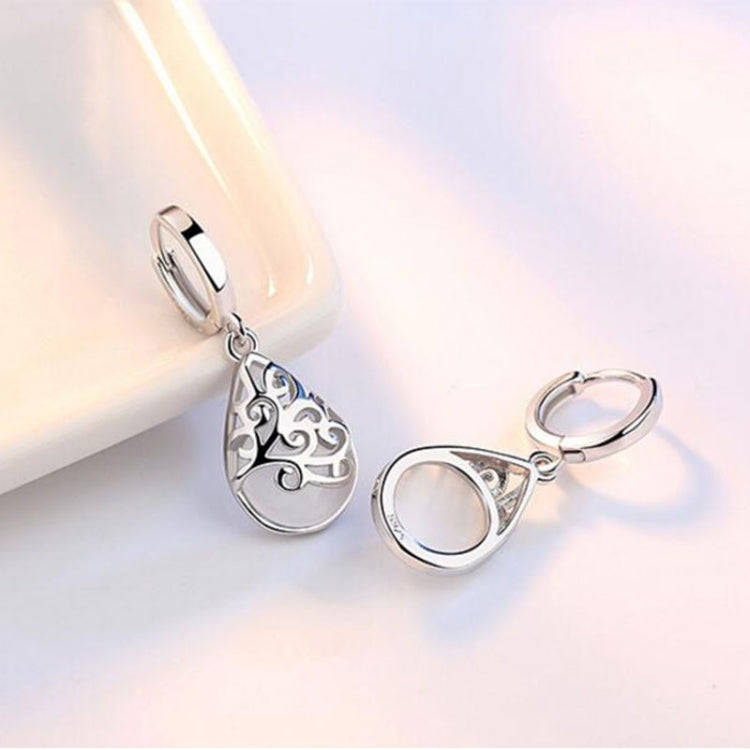 925 Sterling Silver Moonlight Opal Tears Totem Drop Earrings(pink)