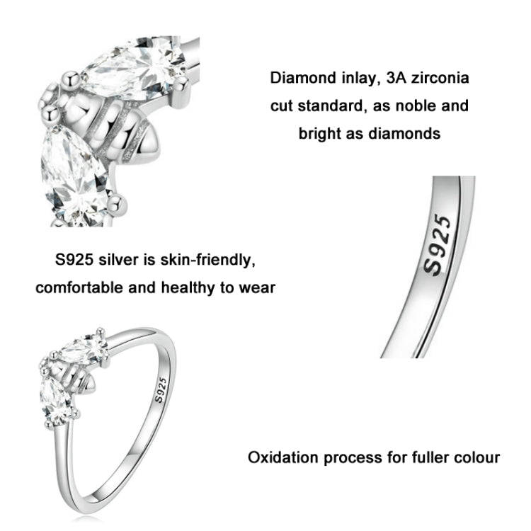 BSR307 Sterling Silver S925 Small Bee Cute Insect Zirconia Ring(No.8)