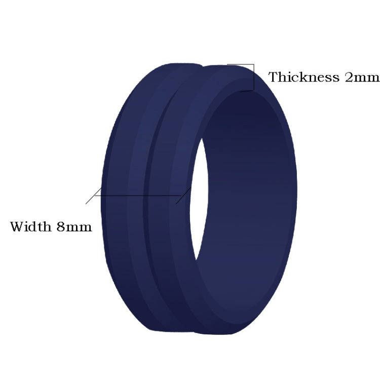 SiR053 V Shaped Grooved Edge Silicone Ring Outdoor Sports Couple Ring No.9(Dark Blue)