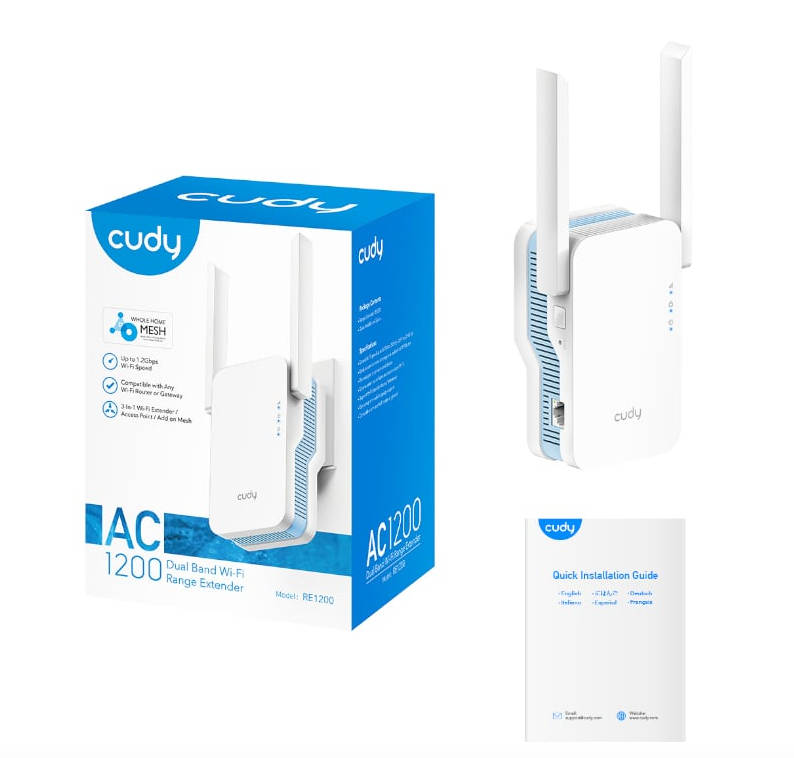 Cudy AC1200 WiFi Range Extender | Wall Plug