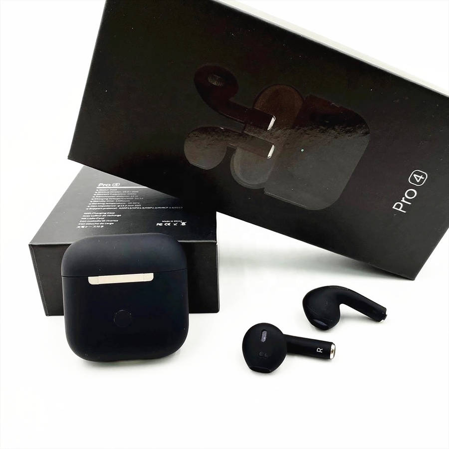 Airpods Pro 4 Bluetooth 5.0 Earphones TWS Wireless Headphones Earbuds - Black