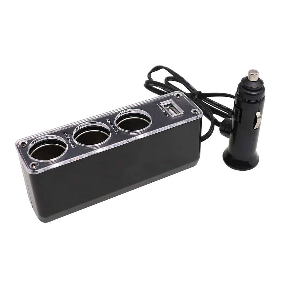 In-Car USB+Triple Socket Charger Adapter/Car Charger Extension Multiple Charging Points