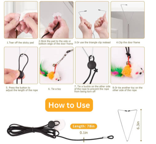 Cat Feather Toys Set, Interactive Toys, Cat Wand Toys, Hanging Cat Toys