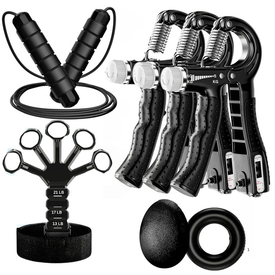 Tangle Free Jump Rope, Grip Strength Trainer Kit with Automatic Count & Bag