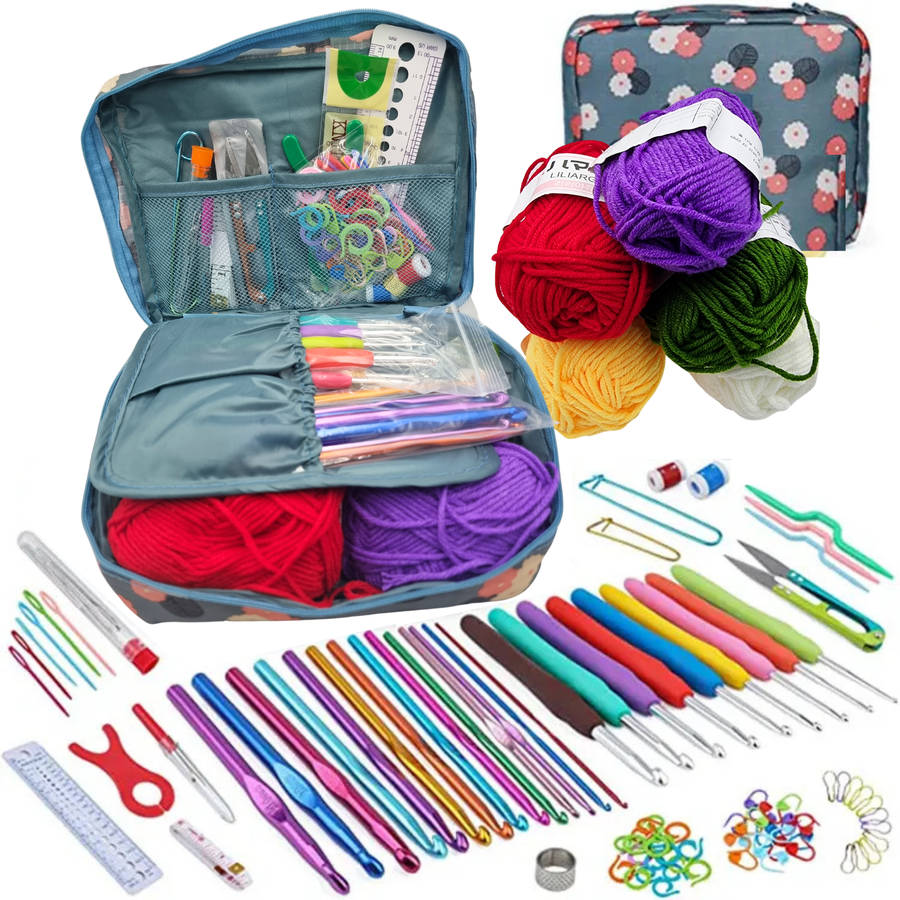 107 Pcs Crochet Knitting Kit Crocheting Craft DIY Beginner Crochet Hook Set