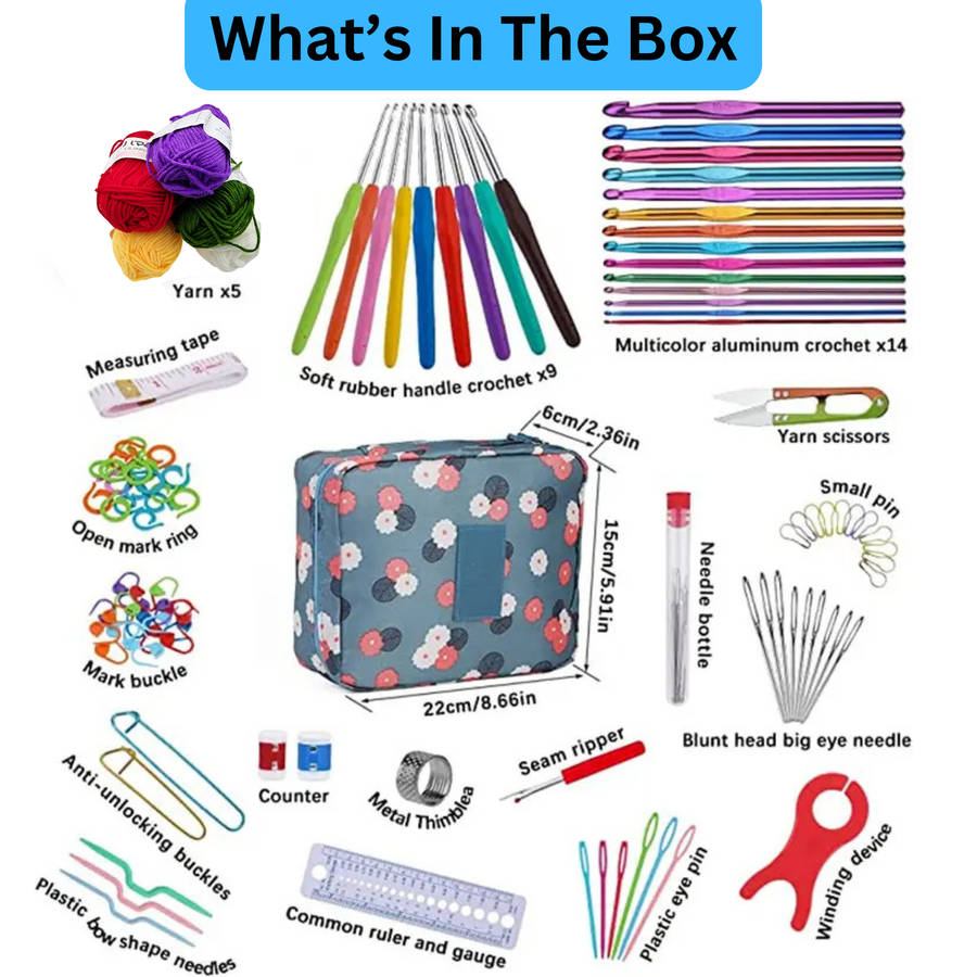 107 Pcs Crochet Knitting Kit Crocheting Craft DIY Beginner Crochet Hook Set