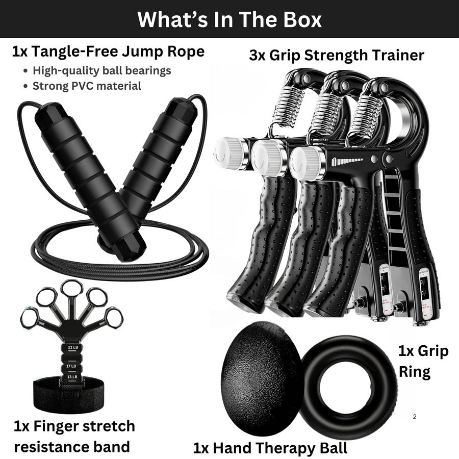 Tangle Free Jump Rope, Grip Strength Trainer Kit with Automatic Count & Bag