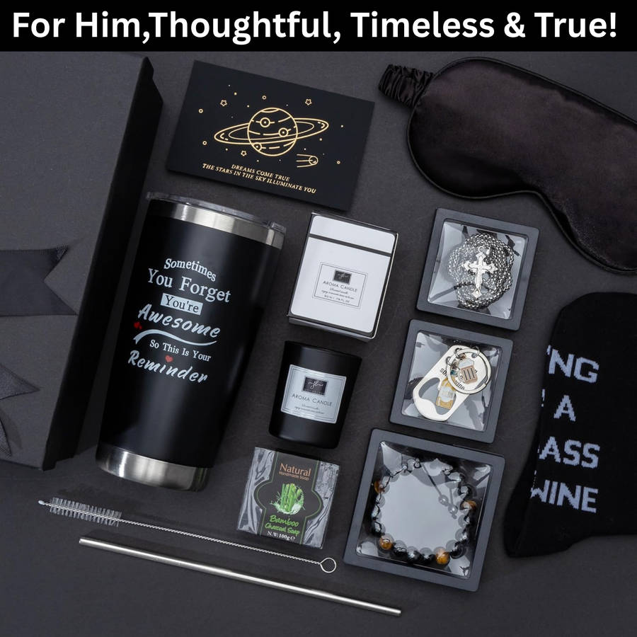 Men Self Care & Relaxation Package - 10 Pieces Gift Box for Him