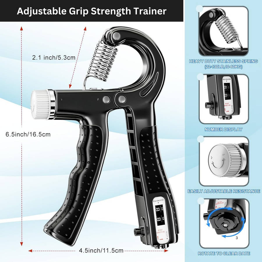 Tangle Free Jump Rope, Grip Strength Trainer Kit with Automatic Count & Bag